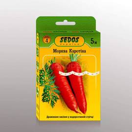 Семена моркови «Каротина» на водорастворимой ленте, ТМ SEDOS - 5 м (170 семян)