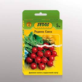 Семена редиса «Сакса» на водорастворимой ленте, ТМ SEDOS - 5 м (170 семян)